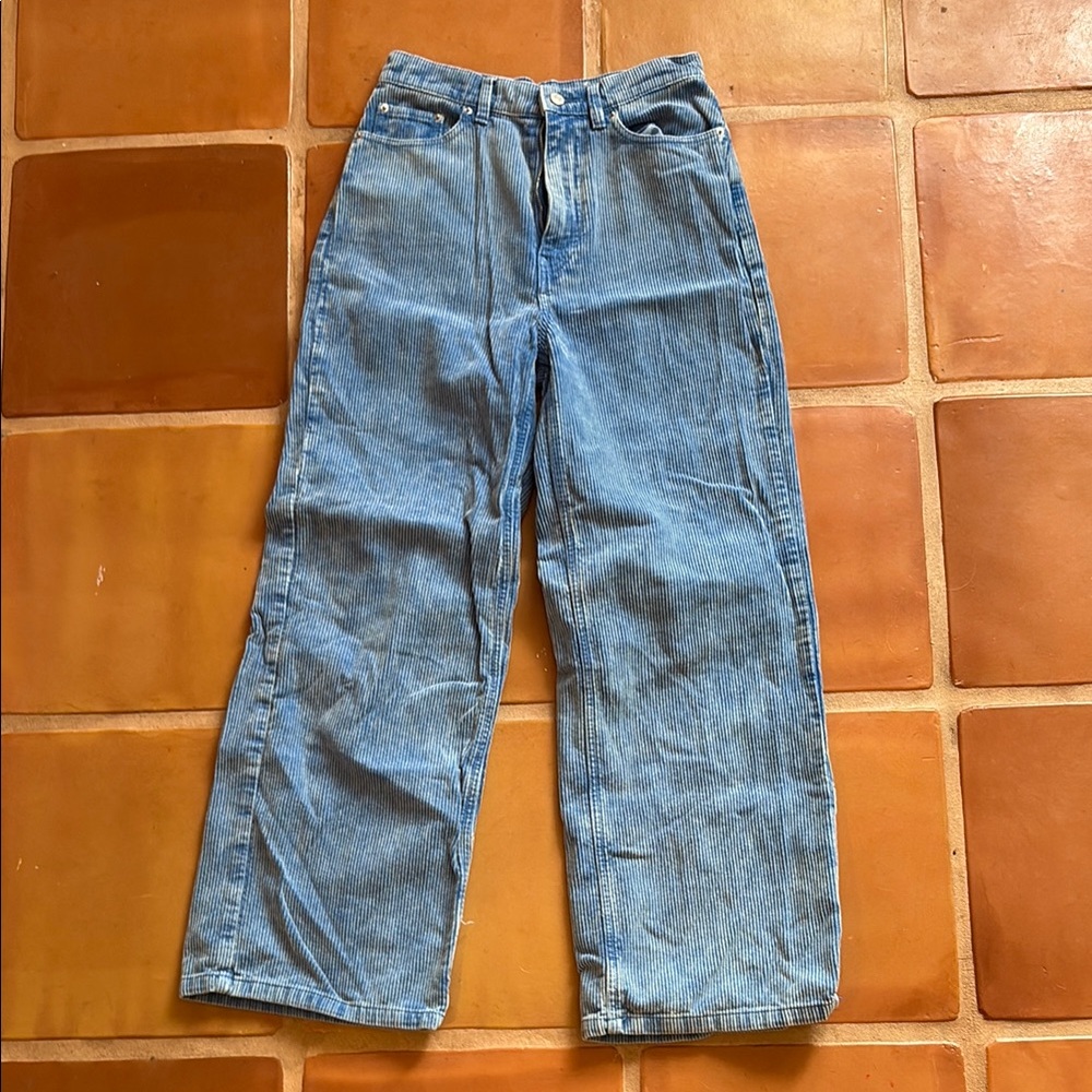 Blue ribbed BDG wide leg pants